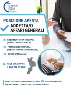 Lavoro Lamezia Terme addetta/o affari generali
