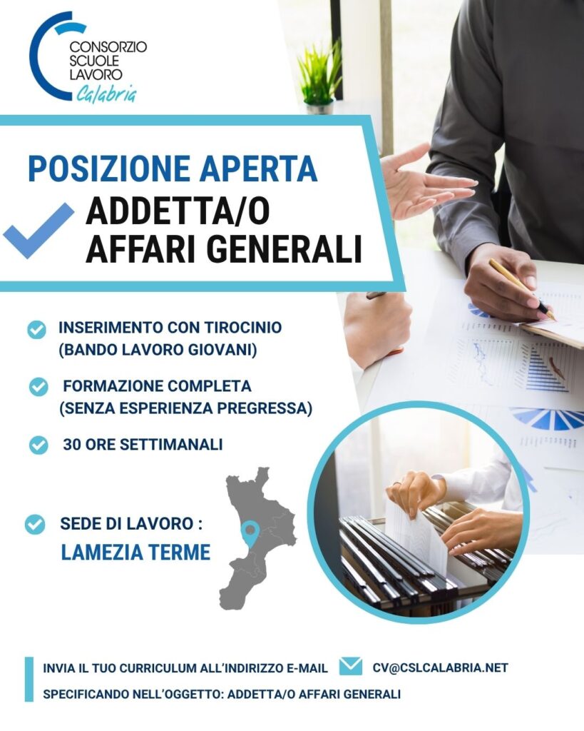 Lavoro Lamezia Terme addetta/o affari generali
